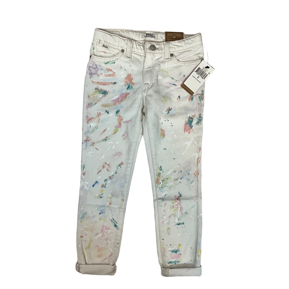 Polo Ralph Lauren Kids Girls Paint-Splatter Boyfriend Carpenter Jean Size 6